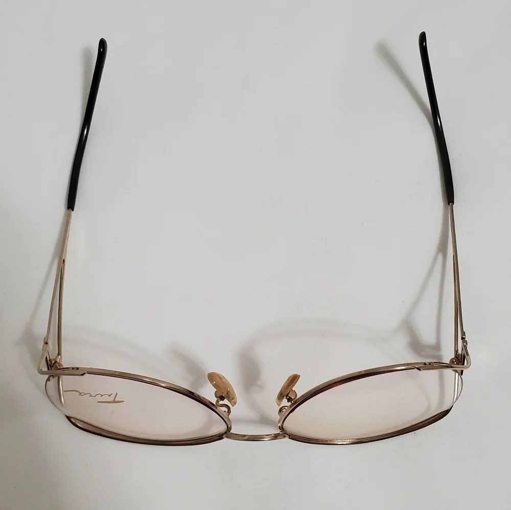 Brand New 90's Vintage Dead Stock Tura 406 Gold Tone & Taupe Eyeglasses
